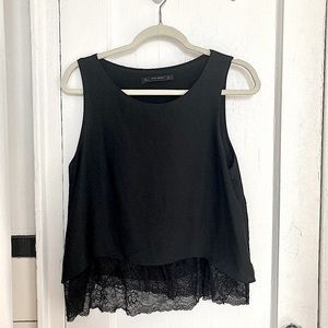 Zara Black Going Out Camisole Sleeveless Top Lace
